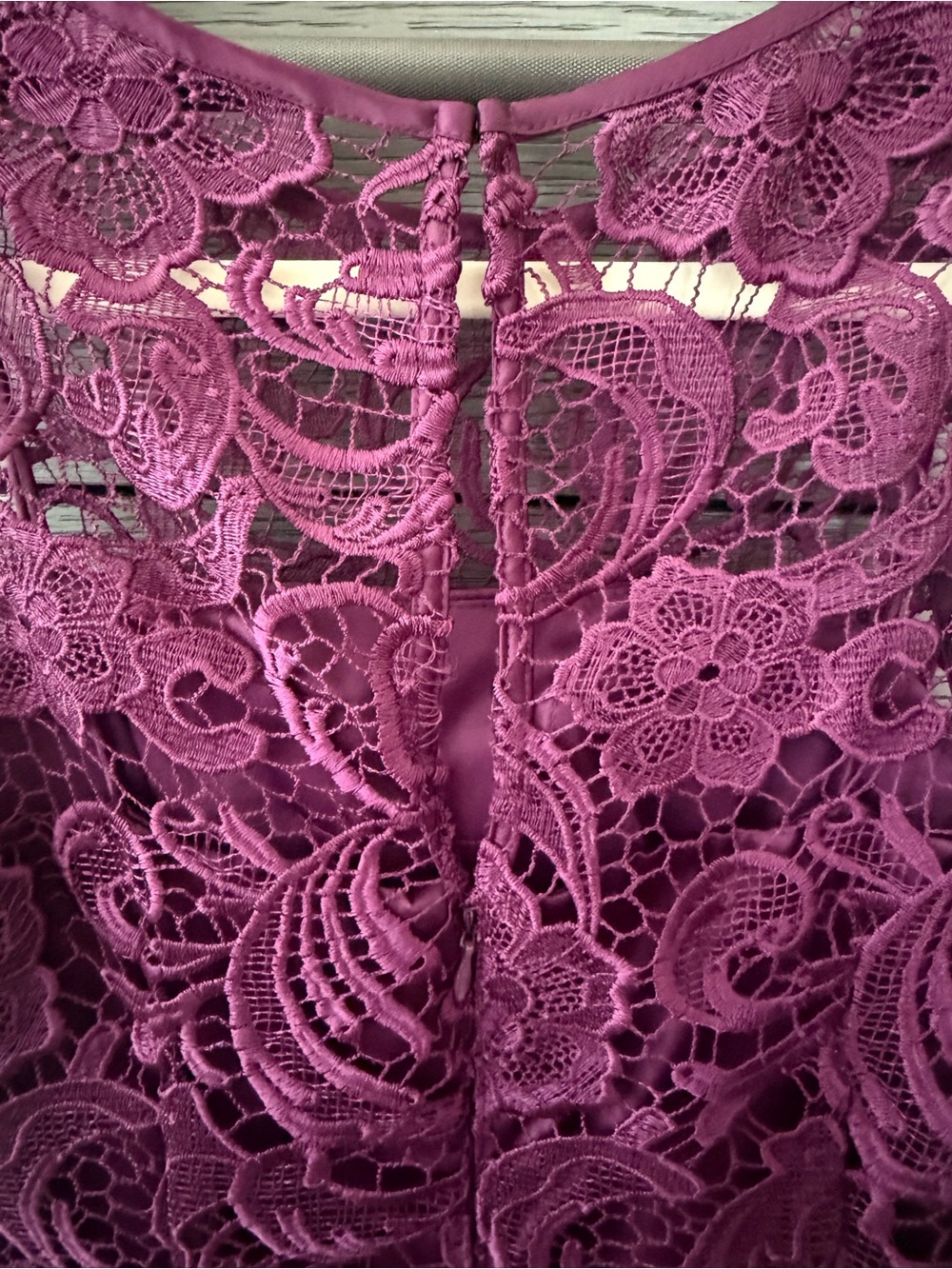 Adrianna Papell Plum Floral Lace Sheath Dress - Picture 4 of 8